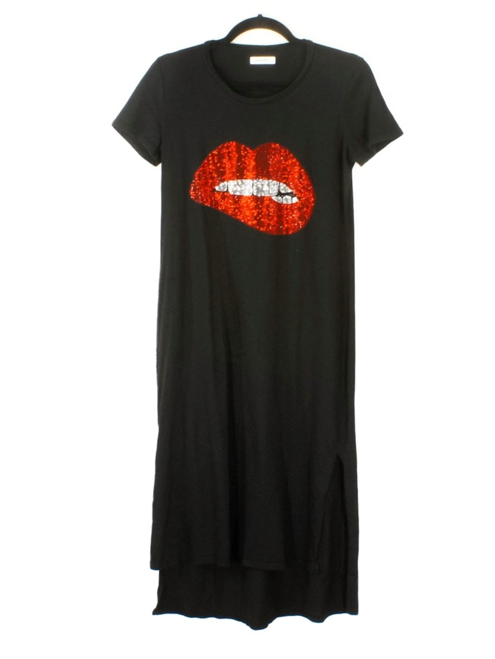 Lauren Moshi EDDA Crystal Rhinestone Biting Lip Black Dress